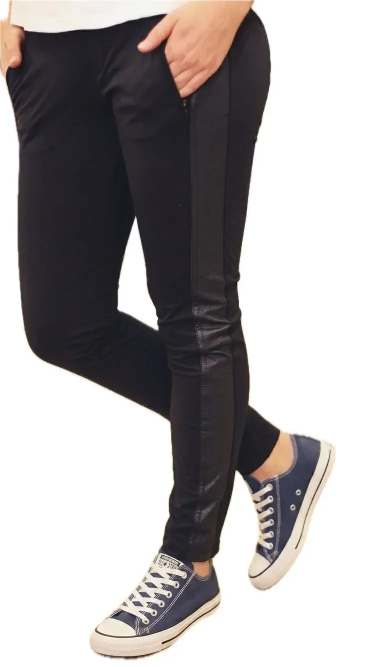 Lululemon Here To There Pant Black Vegan Leather Side Panels Slim size 4 NEW Tag